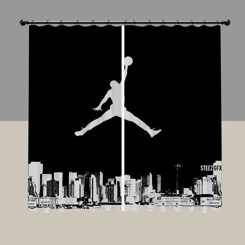 Basketball Black White Jordan Blackout Curtain