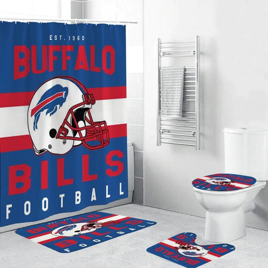 Football Helmet Team Flag Buffalo Shower Curtain