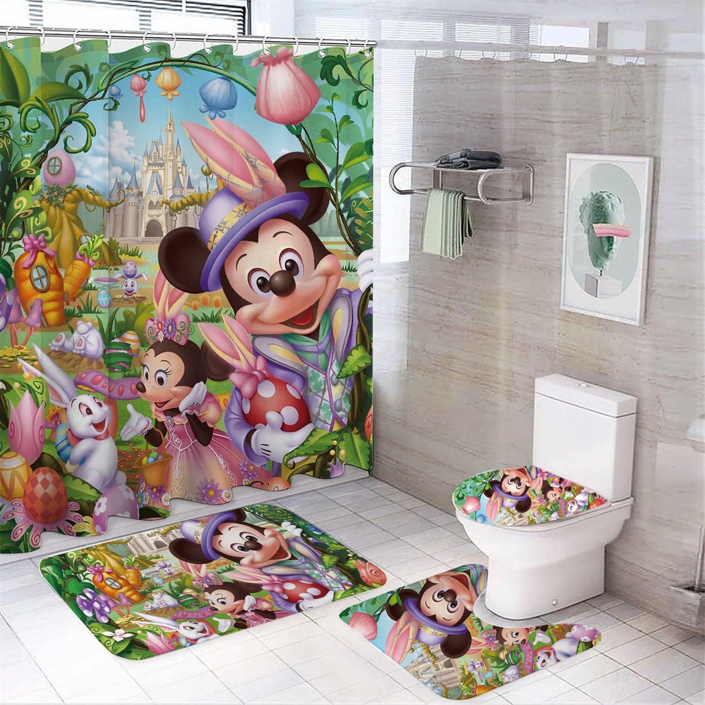 Cartoon Mouse Easter Spring Shower Curtain