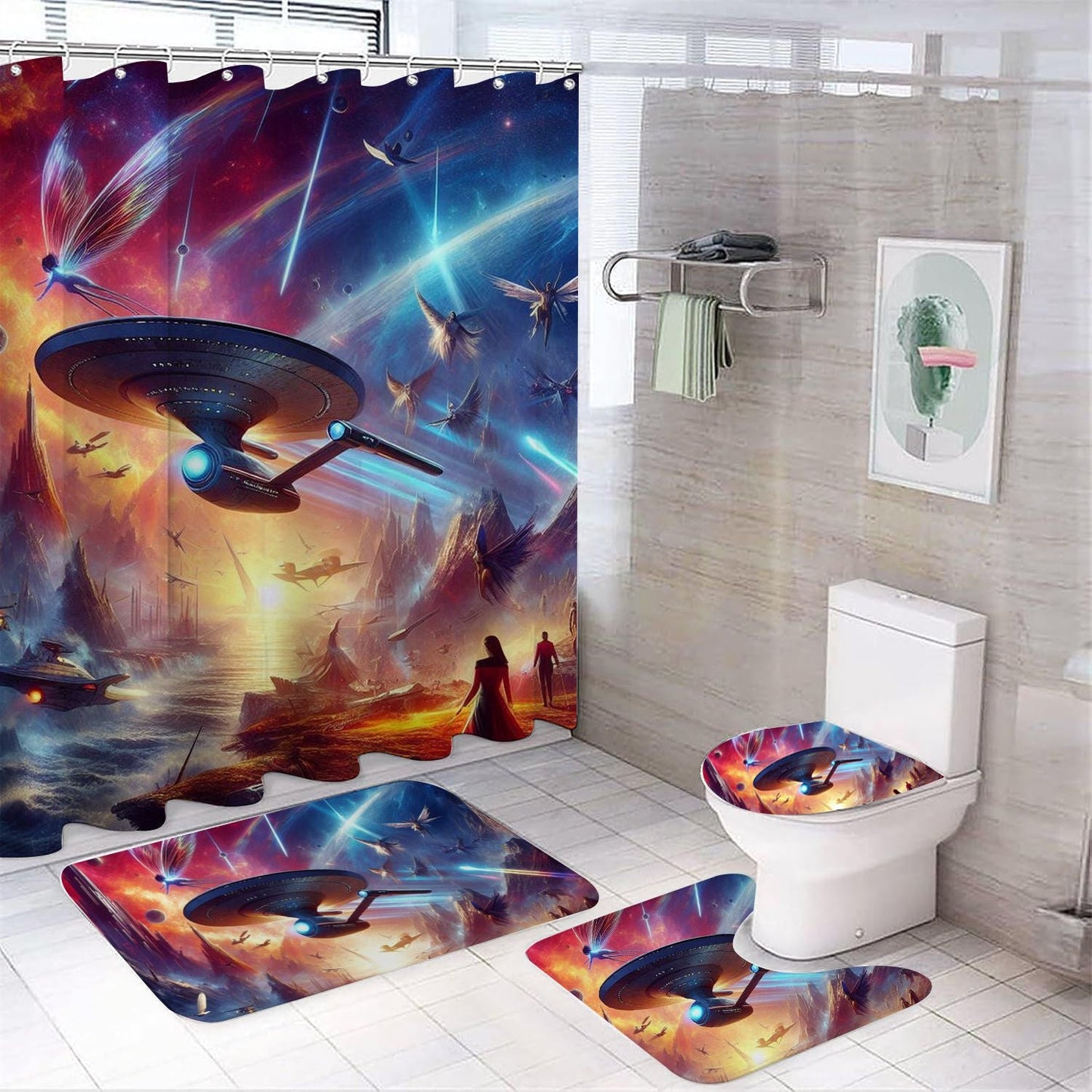 Fantasy Spaceship Shower Curtain