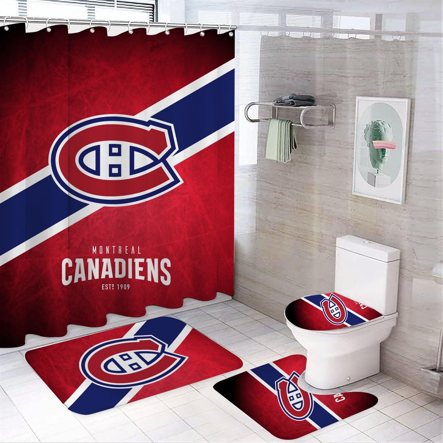 Ice Hockey Montreal Shower Curtain