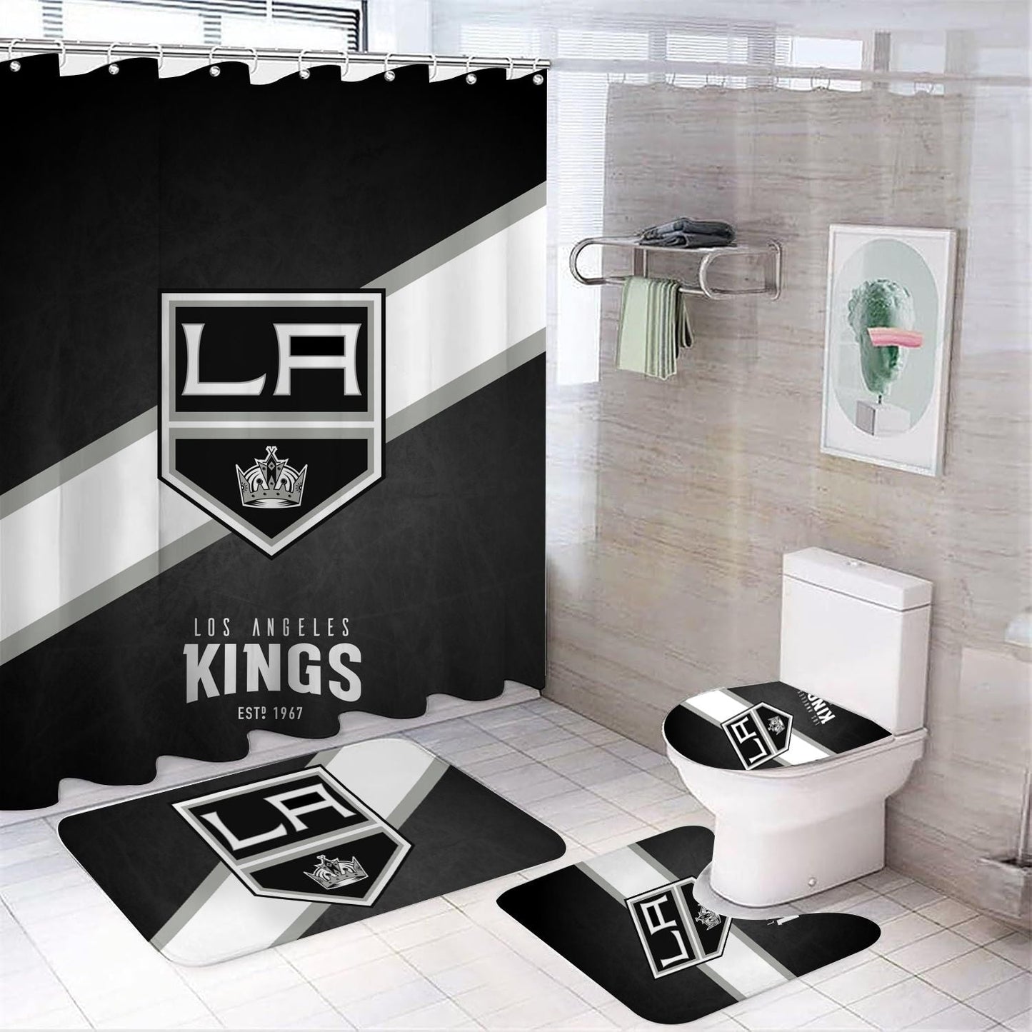 Ice Hockey Los Angeles Black Shower Curtain