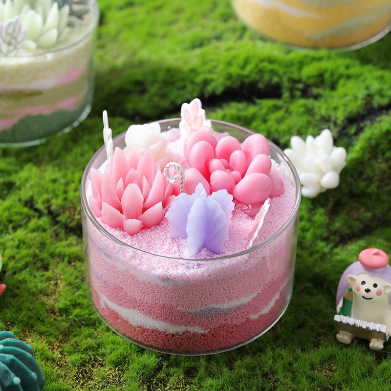 candle jar succulents Succulent Scented Candles, Aromatherapy Diy Candle Sand Soy Wax, Cactus Jar Glass Holder Decor – GoJeek