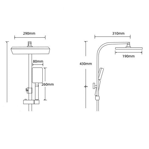 Piano Keys Thermostatic Shower Head Set