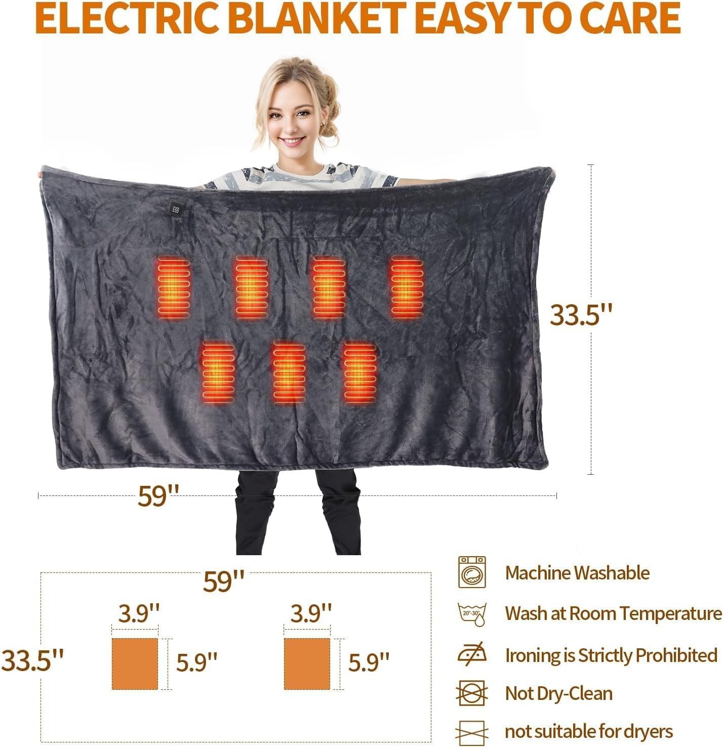 Zip Up USB Charging Heated Blanket