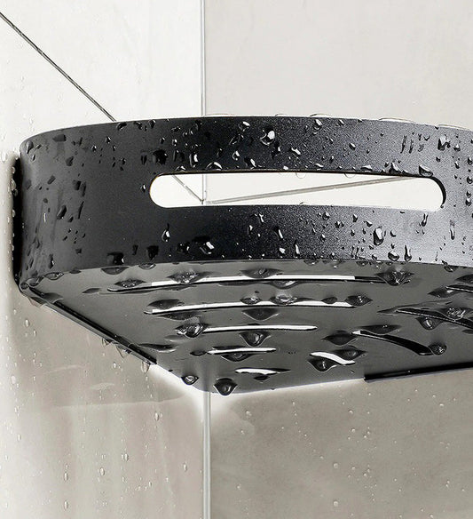 Stainless Steel Floating Corner Shower Caddy Shelf with Hooks