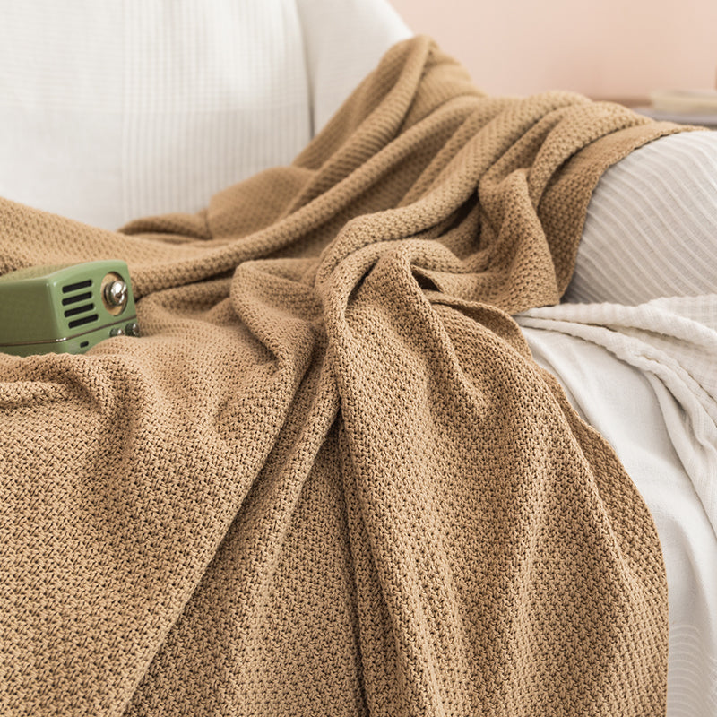 100% Fine Cotton Luxurious Waffle Checks Summer Air Conditioning Throw Blanket