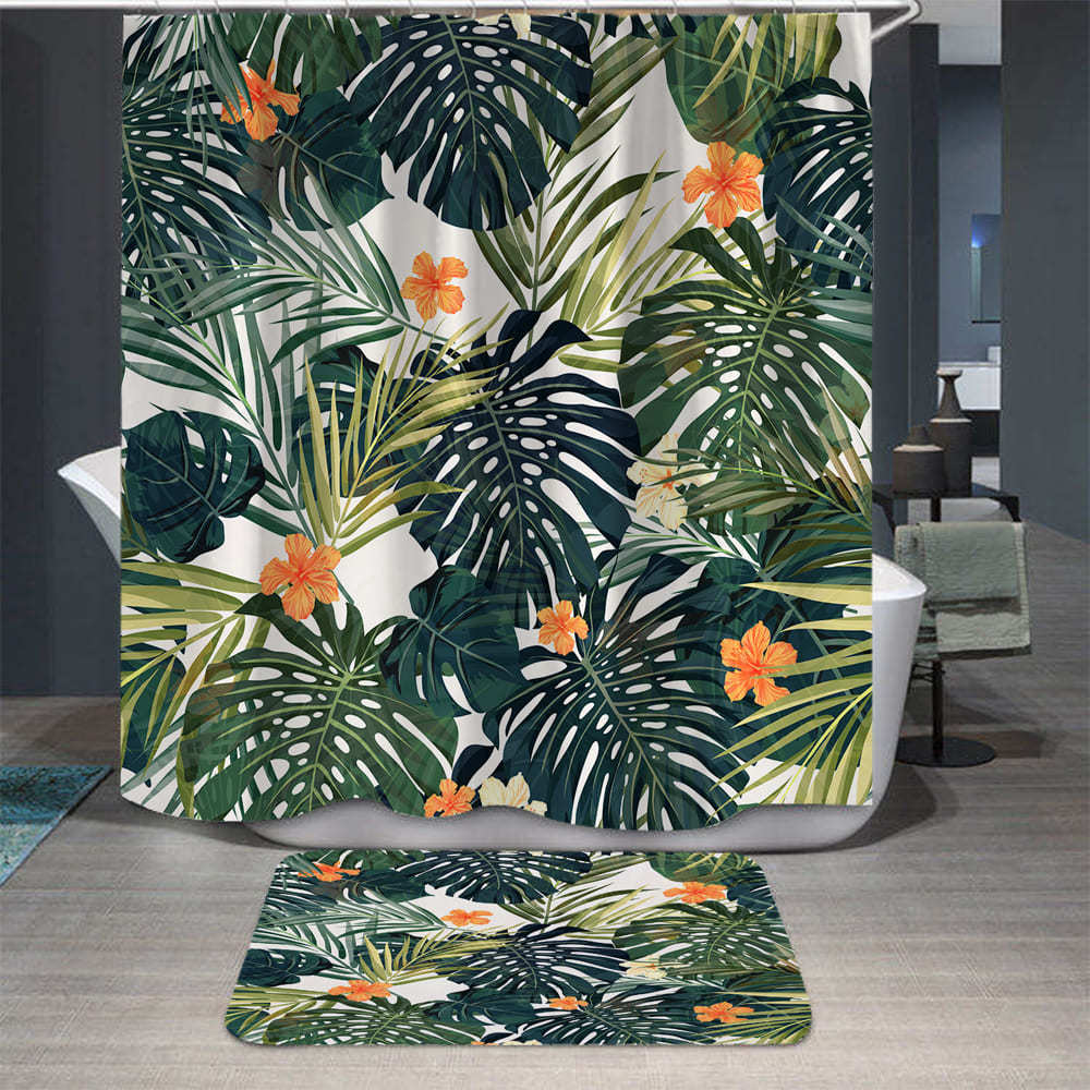 Shower curtain deals palm leaves