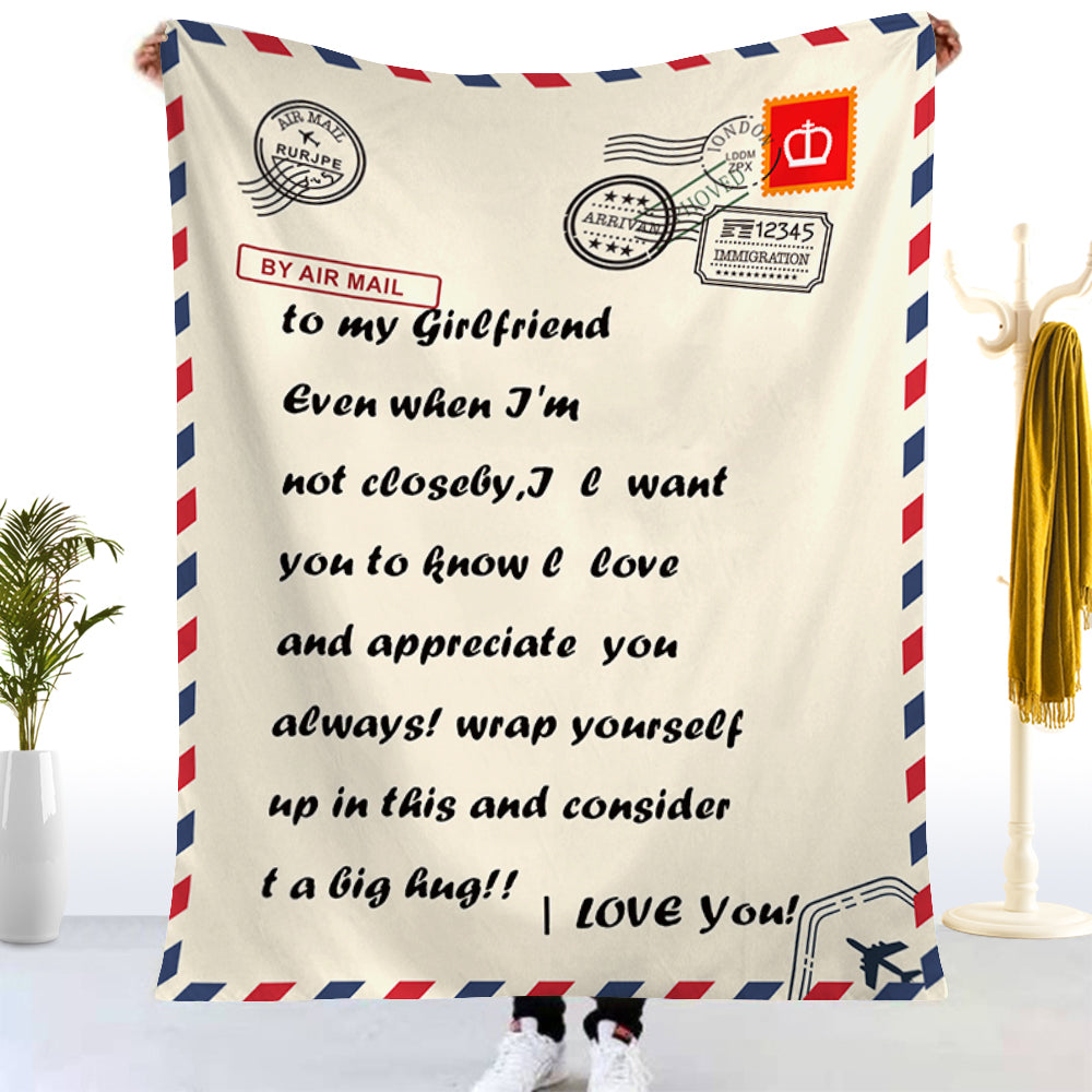 Valentine's Day Love Letter Fleece Quilt to My Girlfriend Lightweighted Encourage Throw Blanket