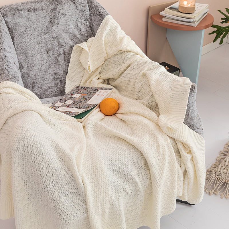100% Fine Cotton Luxurious Waffle Checks Summer Air Conditioning Throw Blanket