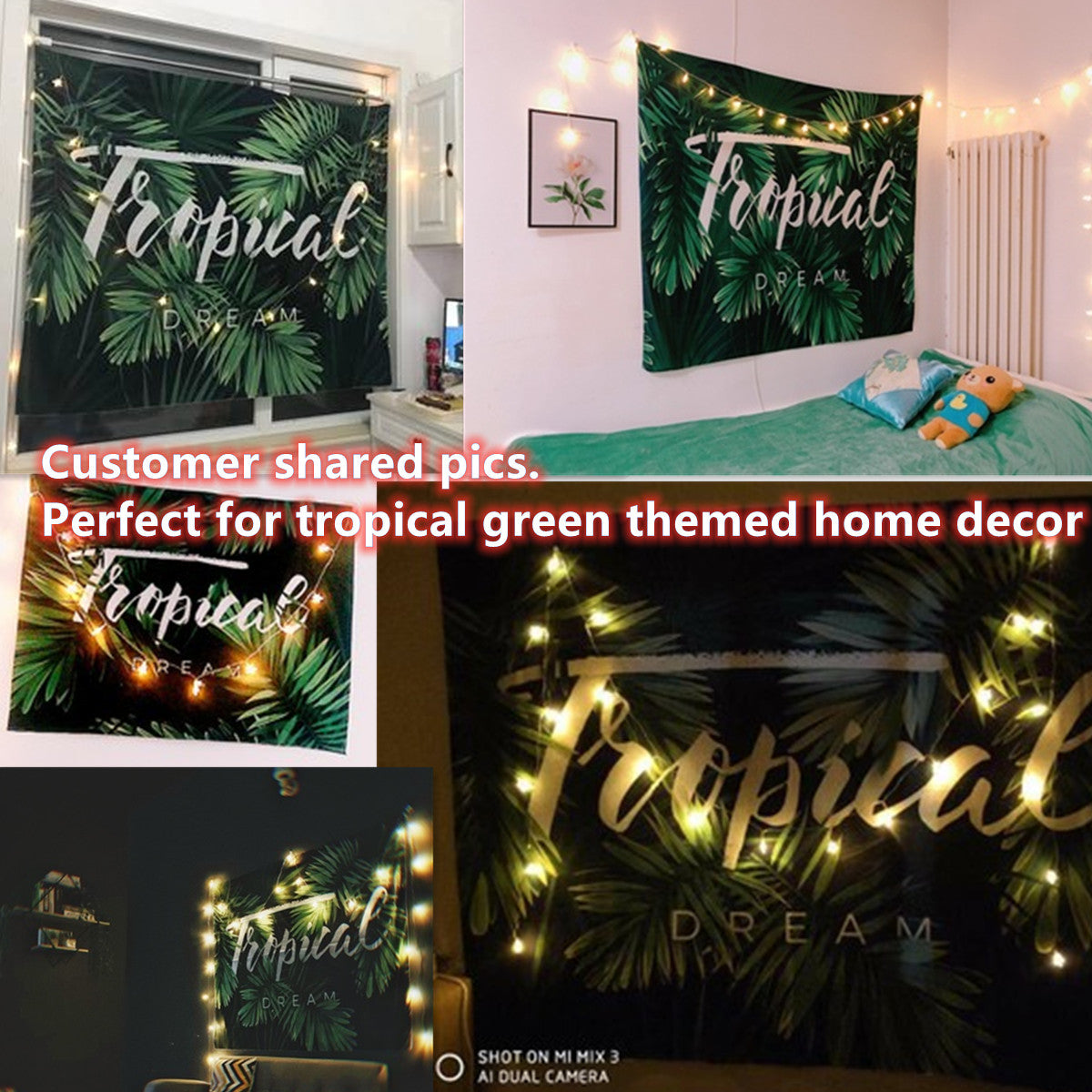 Tropical Banana Leaf Green Tapestry Home Living Room Decor