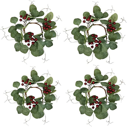 Silver Dollar Eucalyptus Candle Rings - 4 Pack