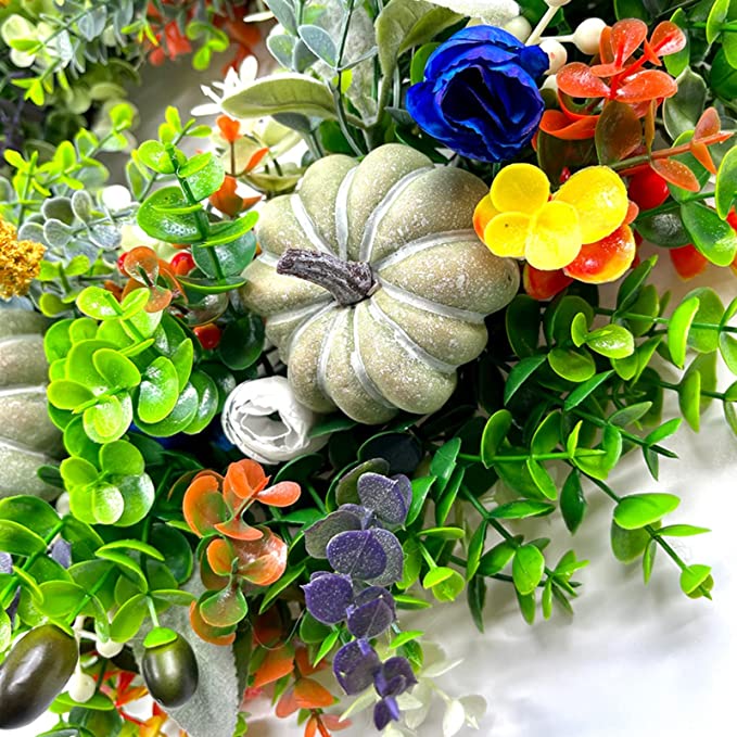 Ranunculus Velvet White Pumpkin Wreath