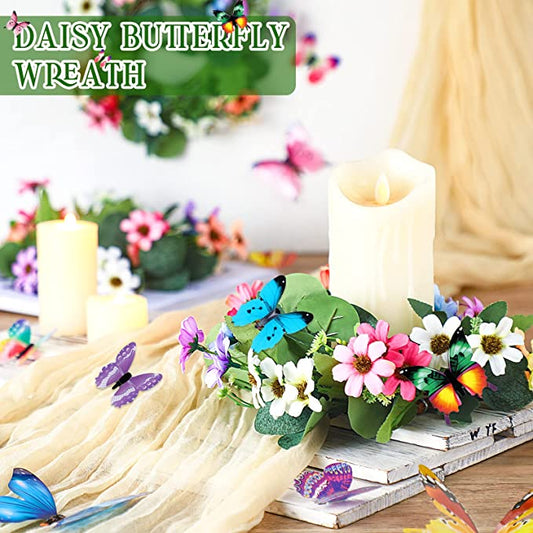 Colorful Floral Daisy Candle Rings - 4 Pack