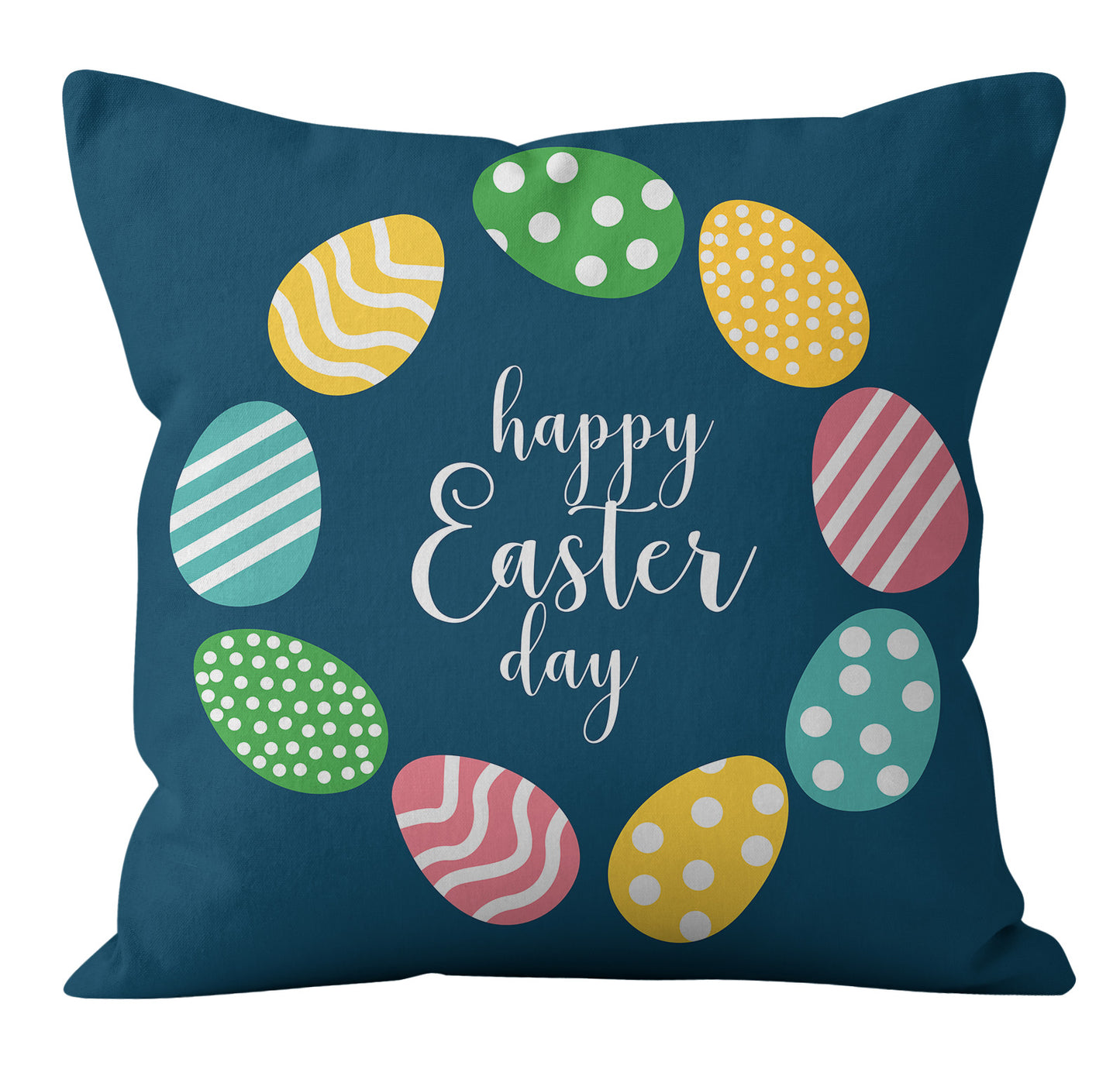 Happy Easter Theme Colorful Eggs And Truck Throw Pillow Cover Set