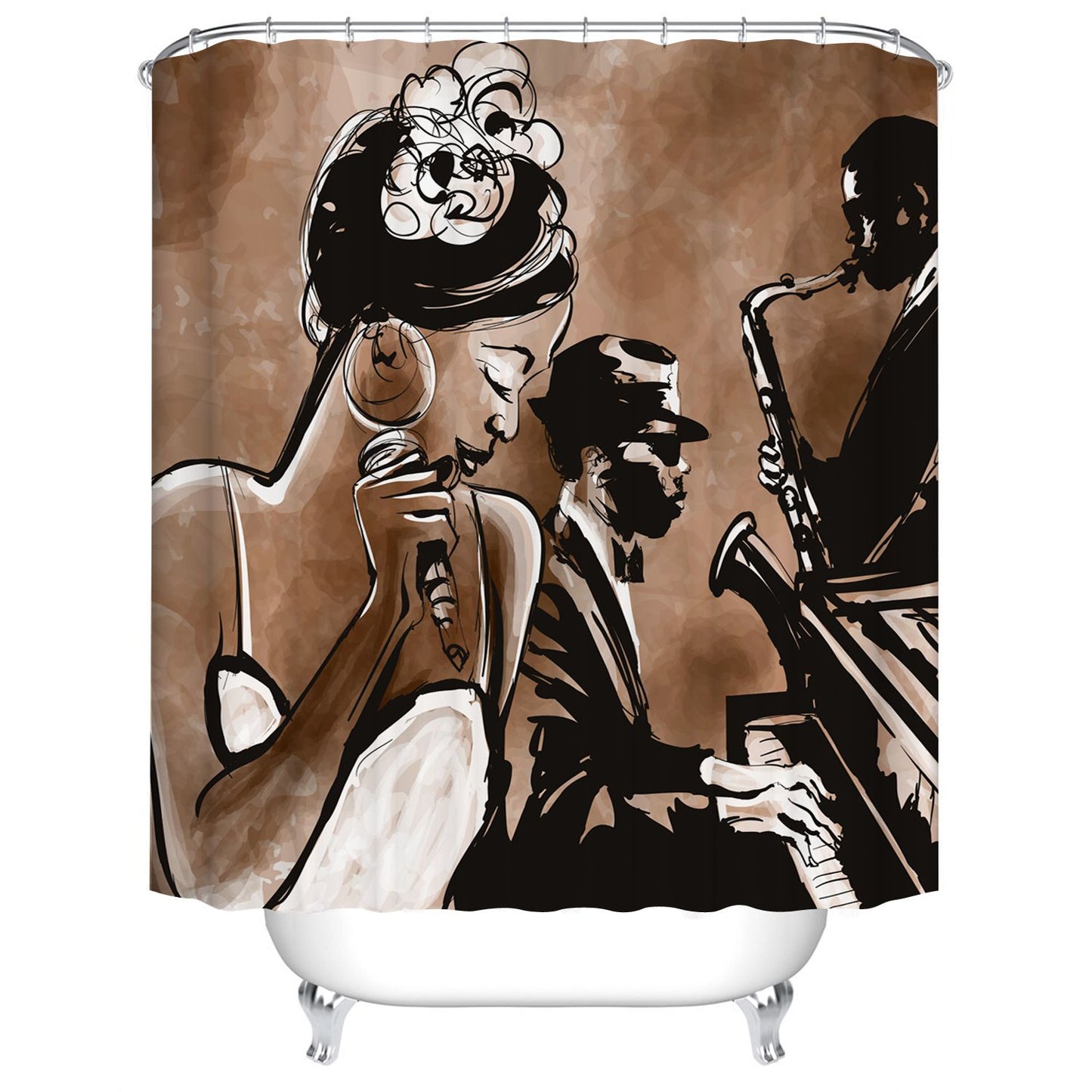 Afro Girl Jazz Shower Curtain Singing Black Art