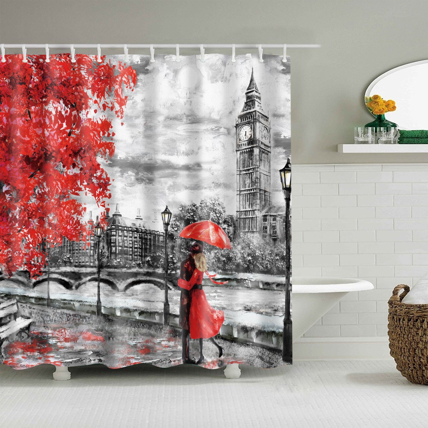 Autumn Lovers Art London Big Ben Shower Curtain