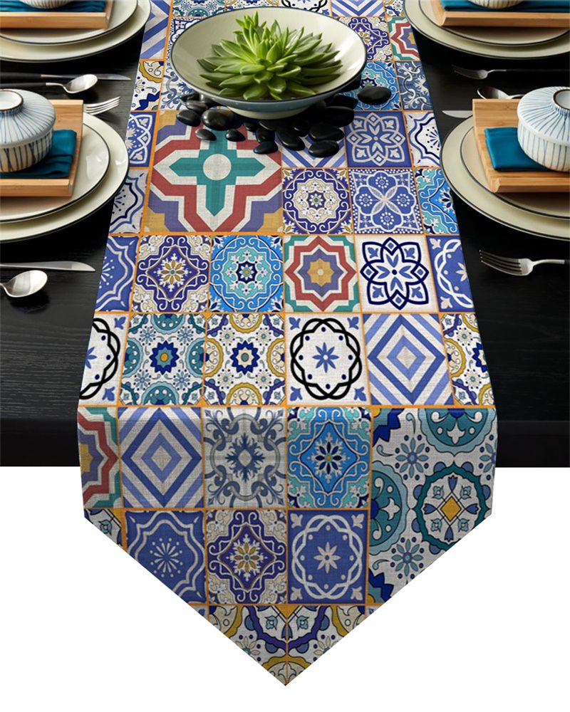 Tribal Floral Azulejo Table Runner