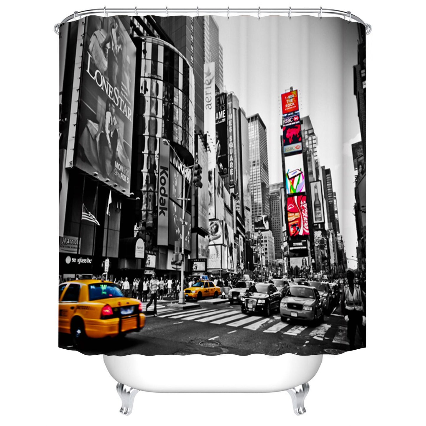 Black White Times Square Shower Curtain