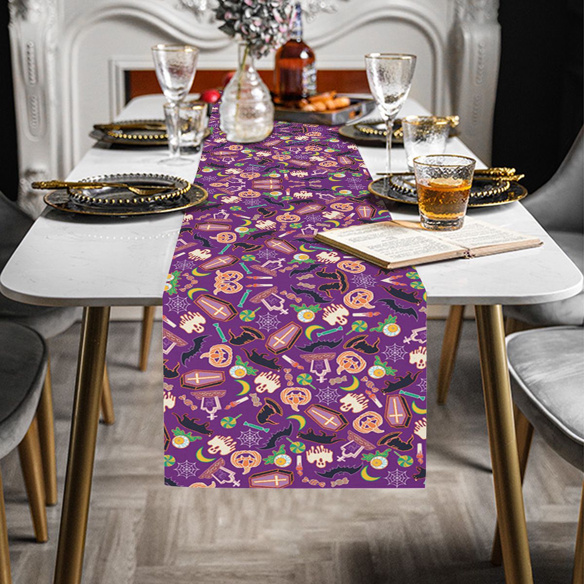 Cartoon Halloween Ornament Table Runner