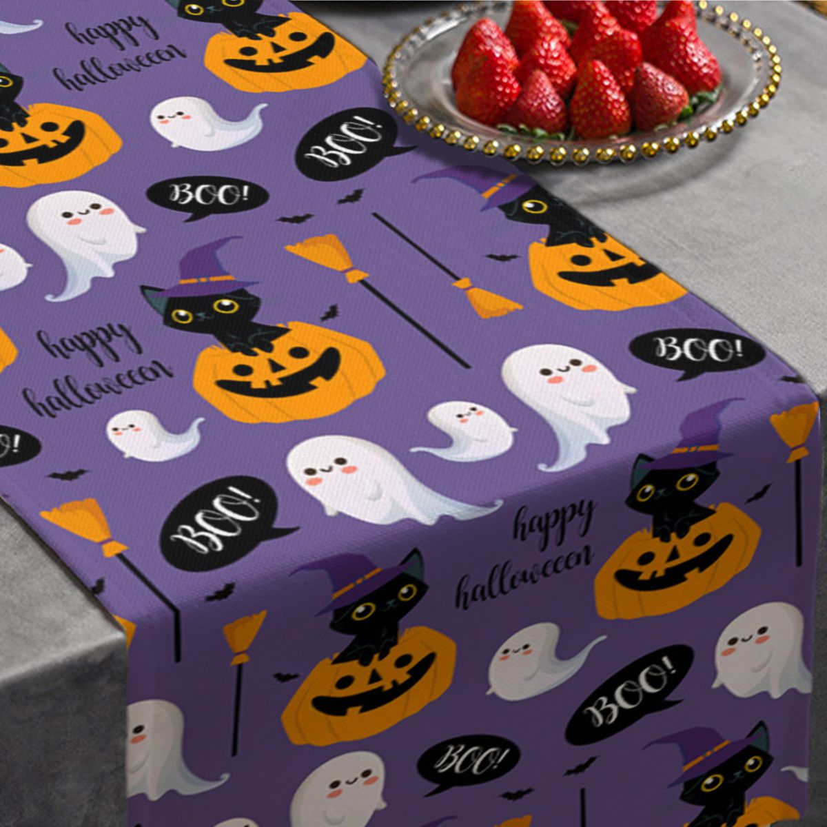 Cartoon Happy Halloween Table Runner