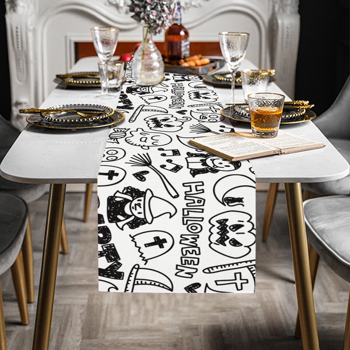 Cartoon Kids Halloween Table Runner