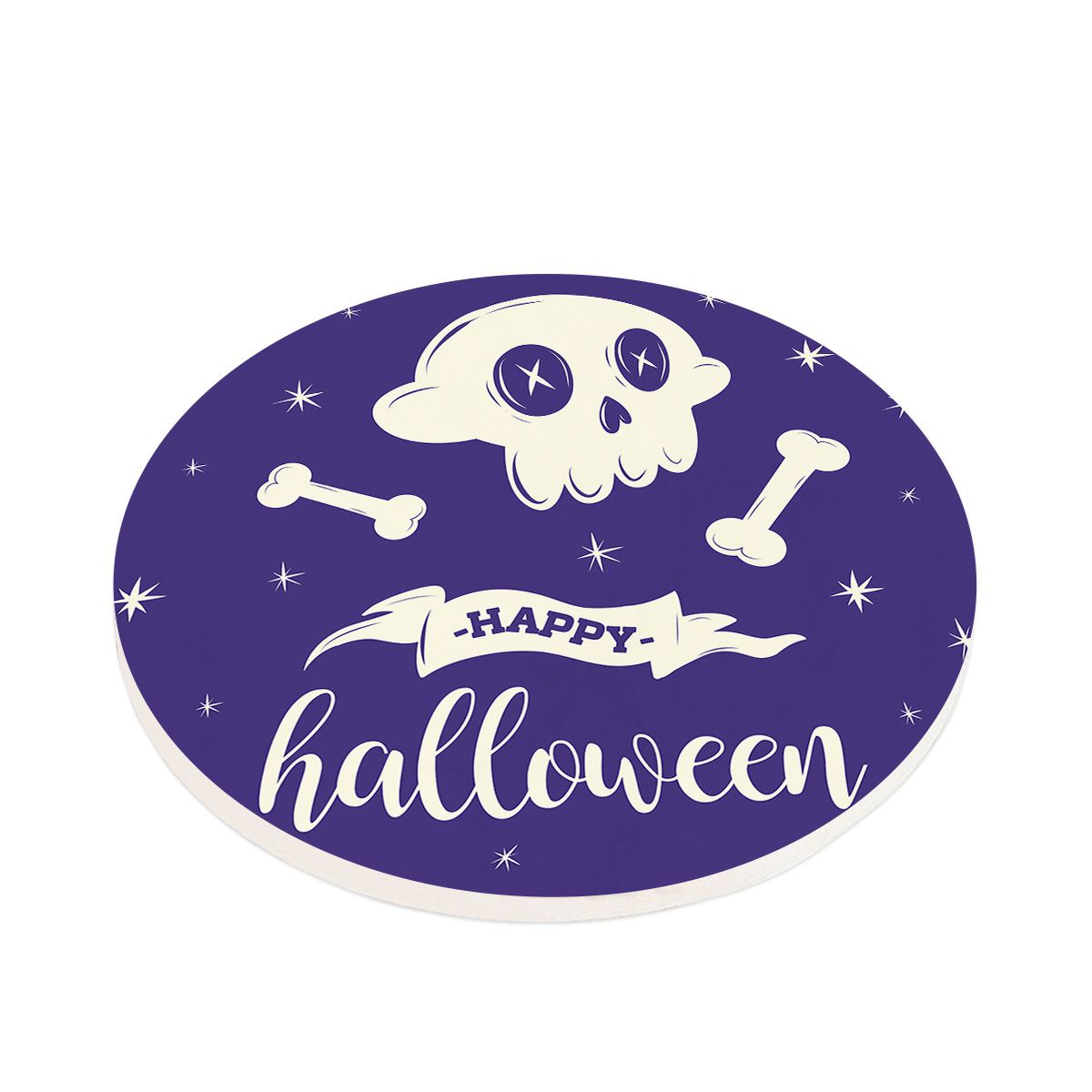 Nette Schädel-Untersetzer blau weiße Karikatur-Skeleton Halloween-Getränk-Keramik-Stein-Untersetzer-Set