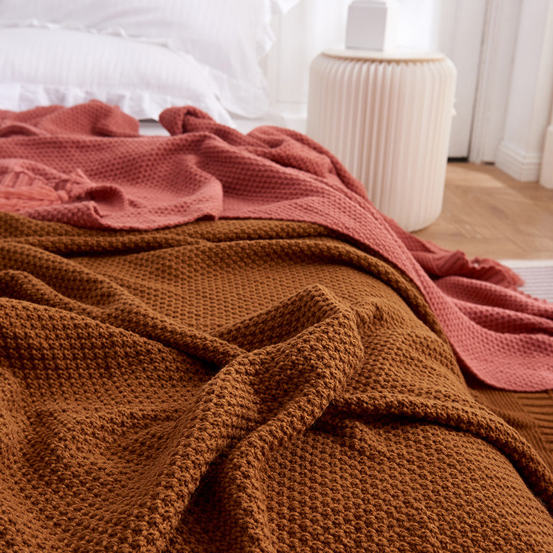 Multi-Color Fluffy Woven Home Decor Throw with Tassel Throw Blanket