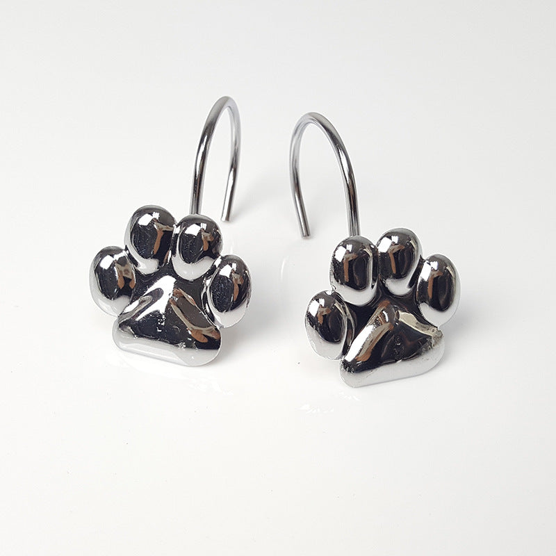 Dog Footprint Stainless Steel Shower Curtain Rings Hooks