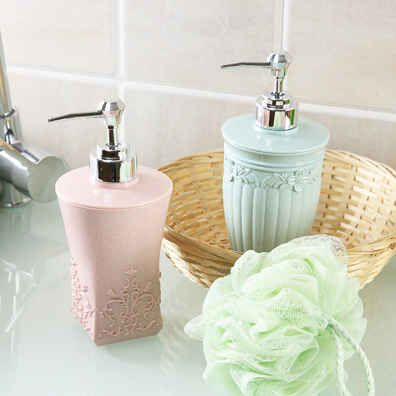 European Marble Pillar Shape Light Weight Plastic Soap Dispenser 2