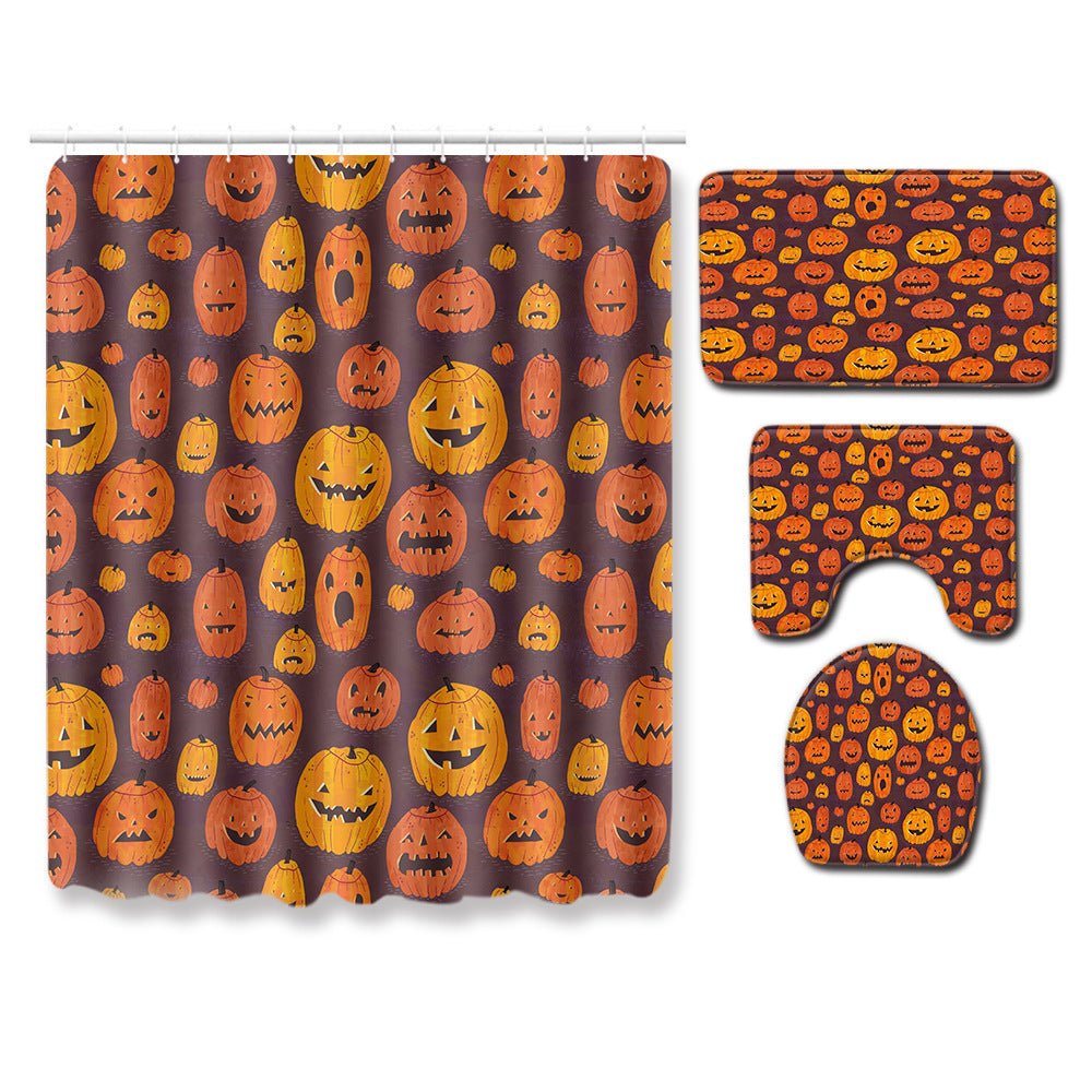 Crazy Jack O Lantern Faces Pumpkin Shower Curtain Bathroom Decor