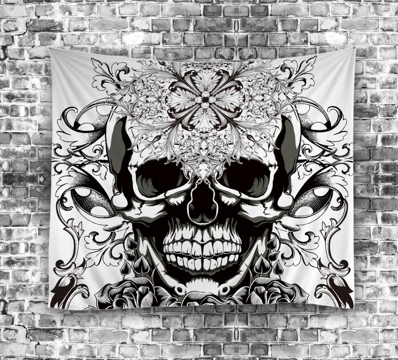 Black and white rose tapestry sale