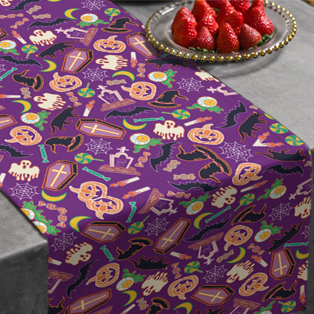 Cartoon Halloween Ornament Table Runner