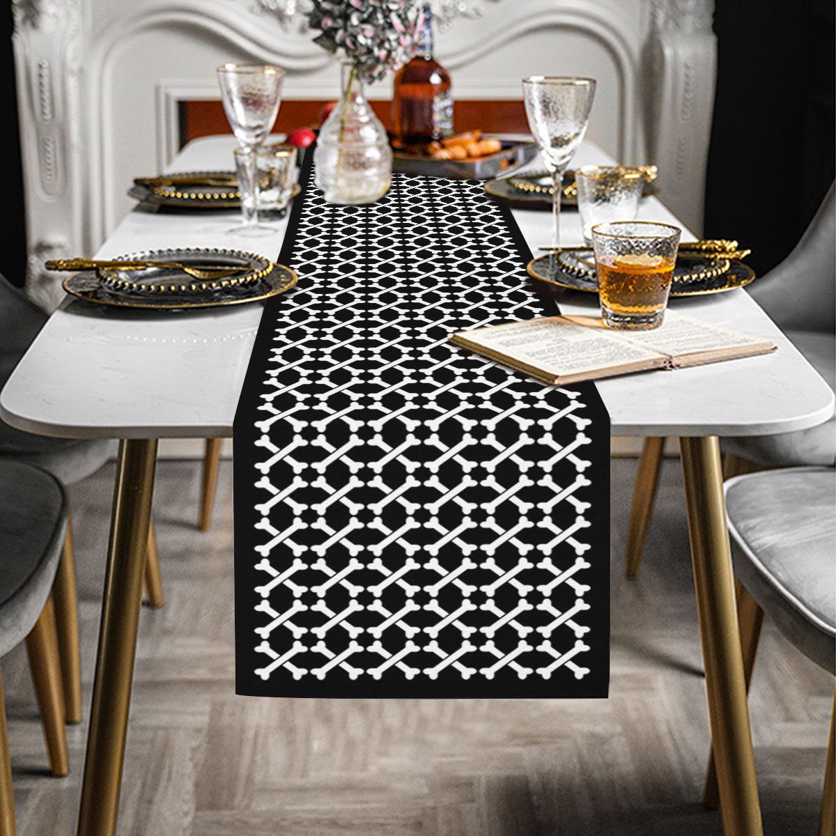 Halloween Skeleton Bones Table Runner
