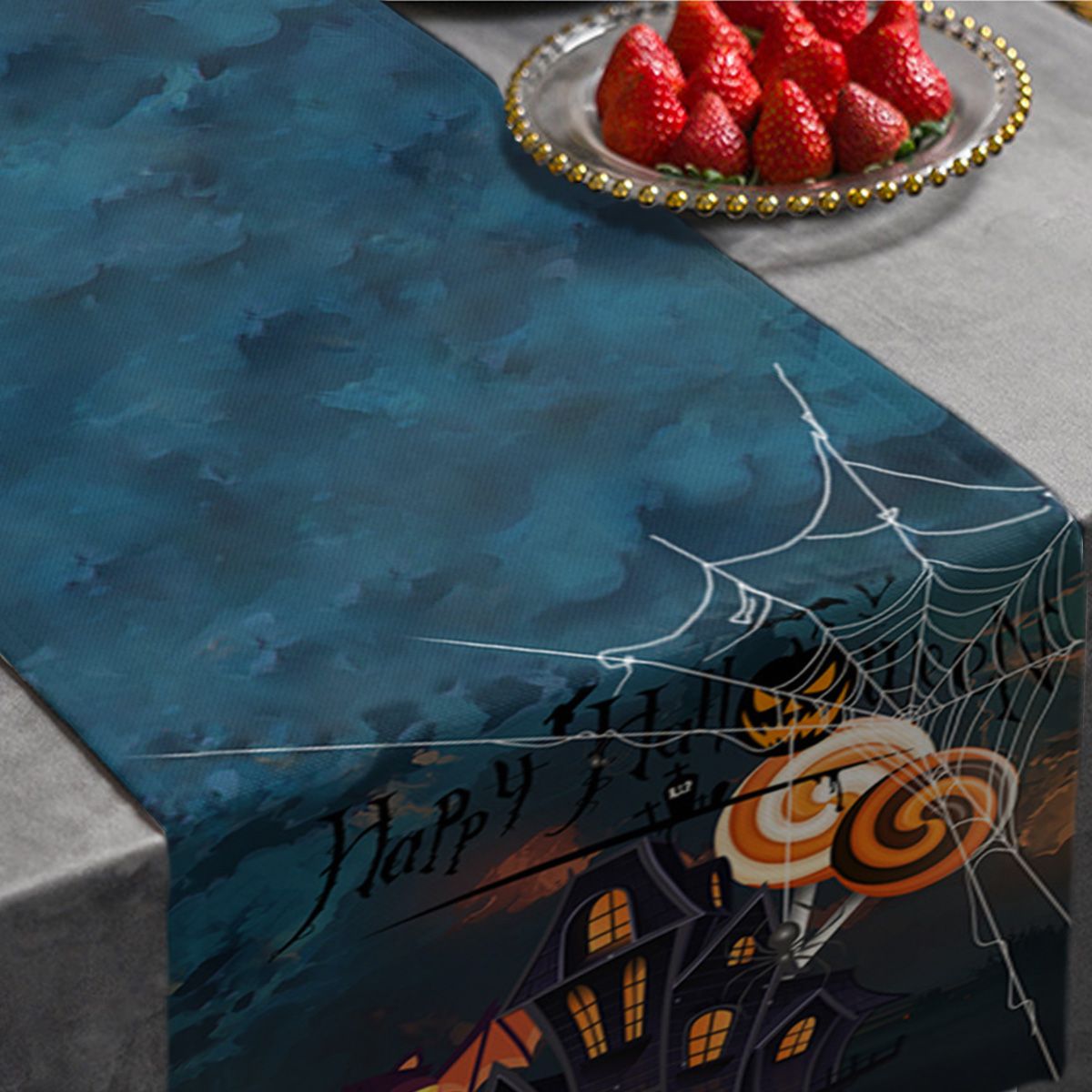 Halloween Party Haunt House Table Runner