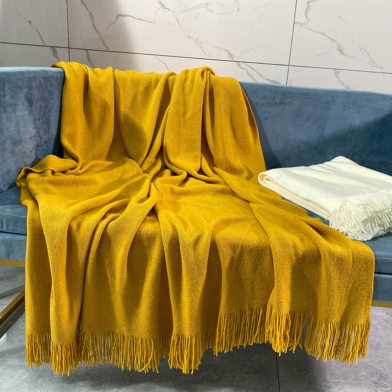 Mustard yellow fleece online throw