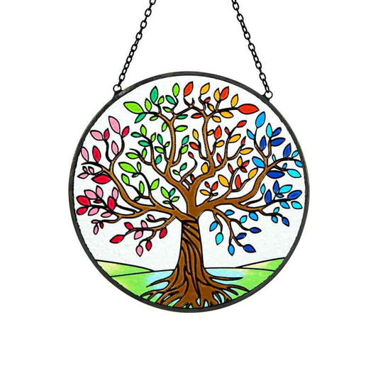 Tree of Life Stained Glass Window Suncatcher Hanging