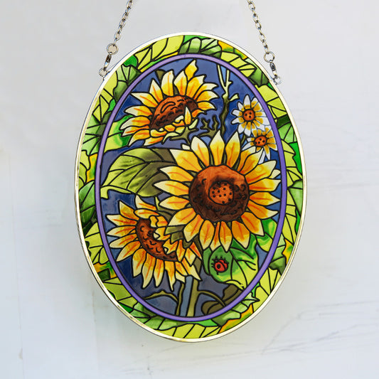 Sunflower Stained Glass Window Suncatcher Hanging