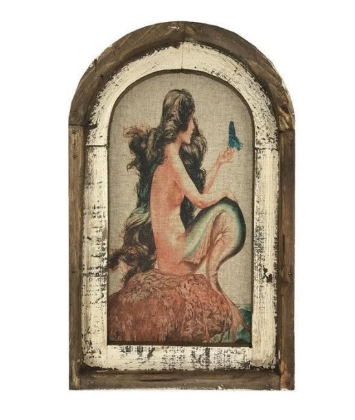 Mermaid Farmhouse Wooden Frame Wall Decor
