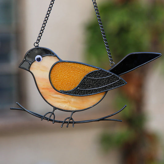 Yellowbird Oriole Stained Glass Suncatcher for Windows Hanging