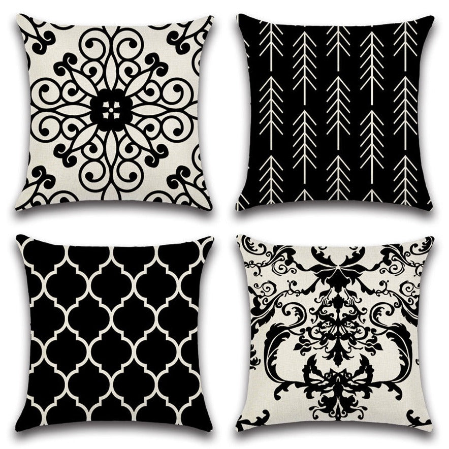 Black and White Pillow Cover Modern Black Throw Pillow Cover Black