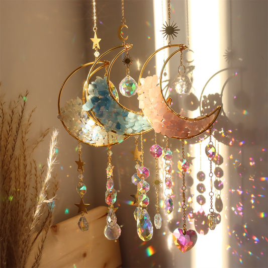 7+ Crystals Crescent Moon Suncatcher