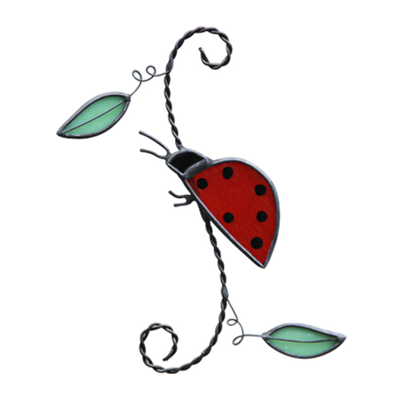 Ladybug Stained Glass Suncatcher Window Hanging