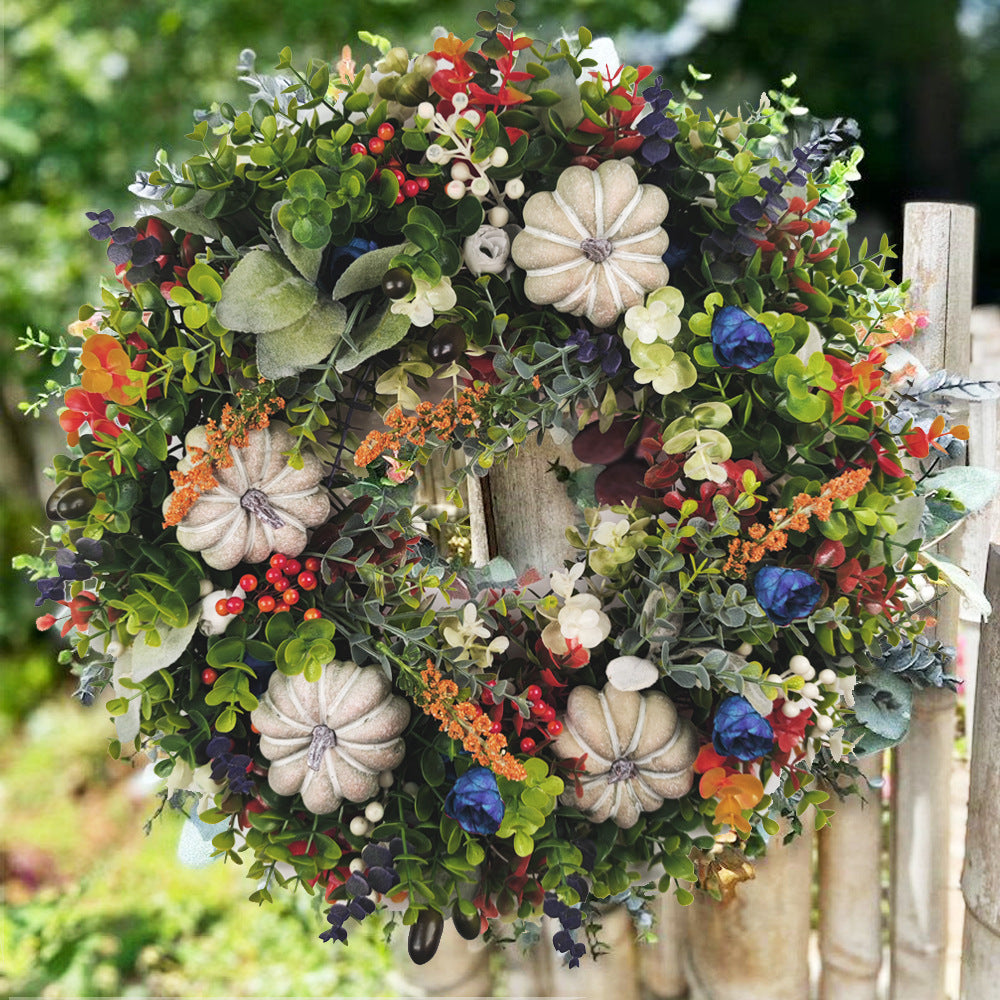 Ranunculus Velvet White Pumpkin Wreath