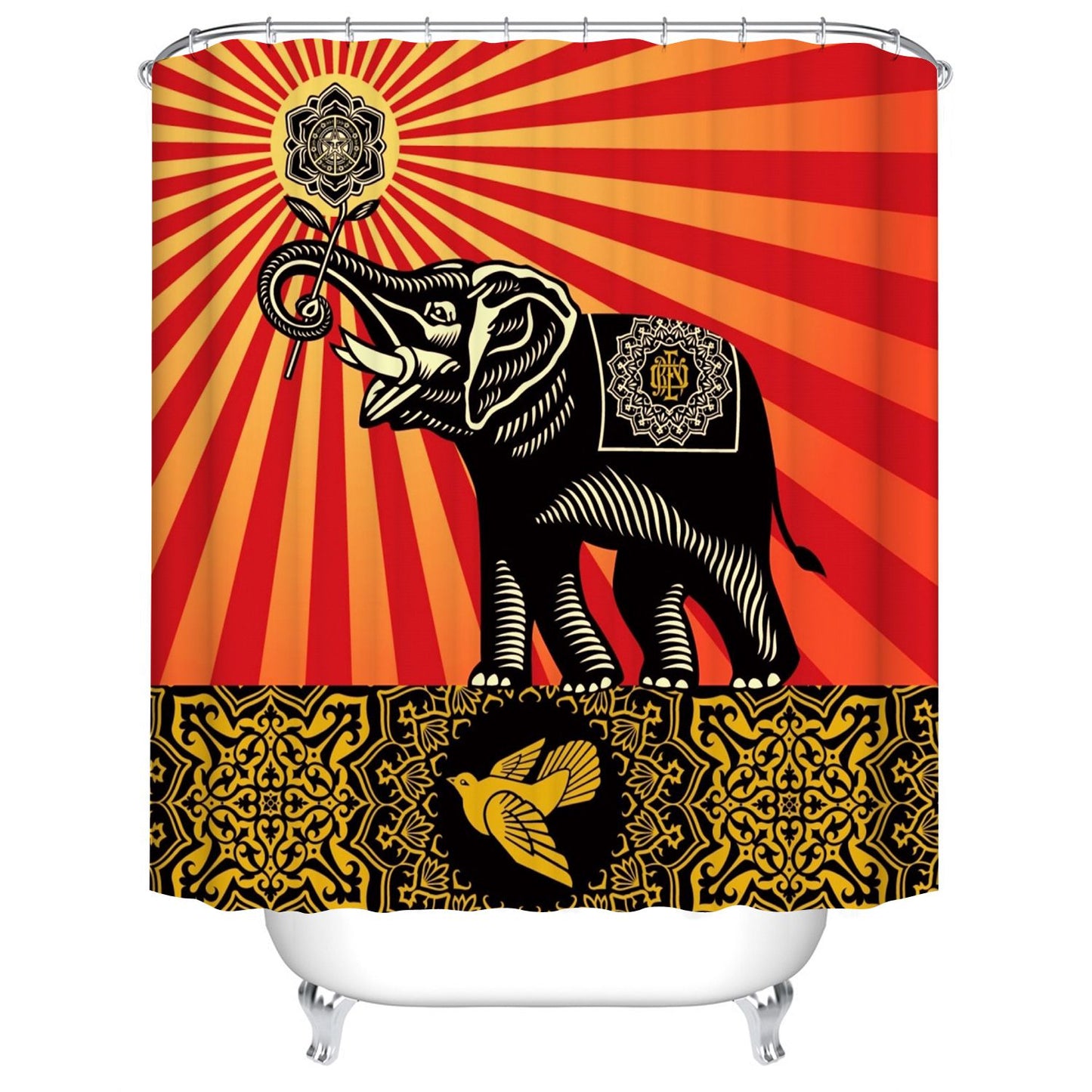 Long Horned Bull Skull Shower Curtain
