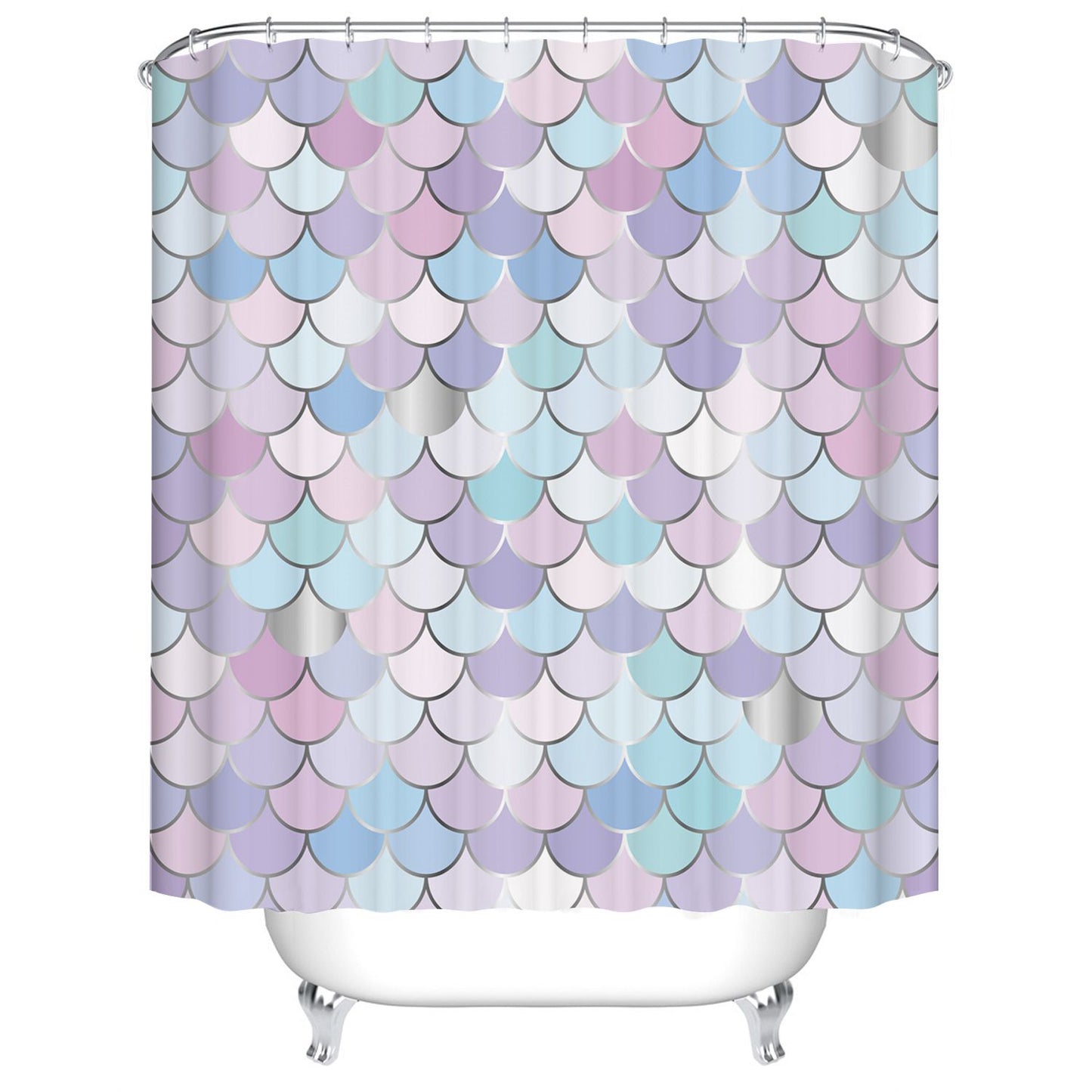 Pink Purple Mermaid Scale Shower Curtain Girly Ocean Themed