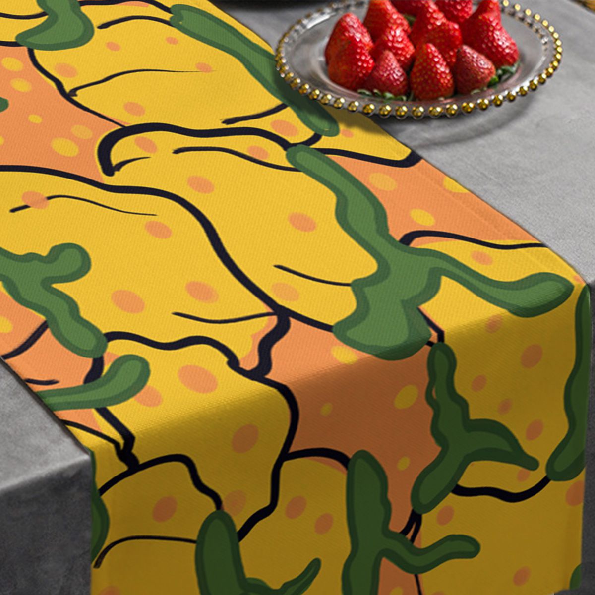 Green Yellow Pumpkin Table Runner