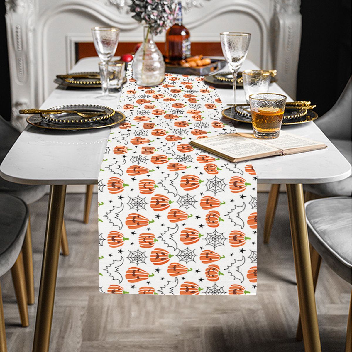 Pumpkin Facial Expression Table Runner