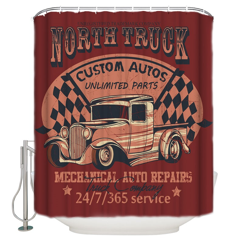 Retro Cars Truck Repair Signs Art Shower Curtain