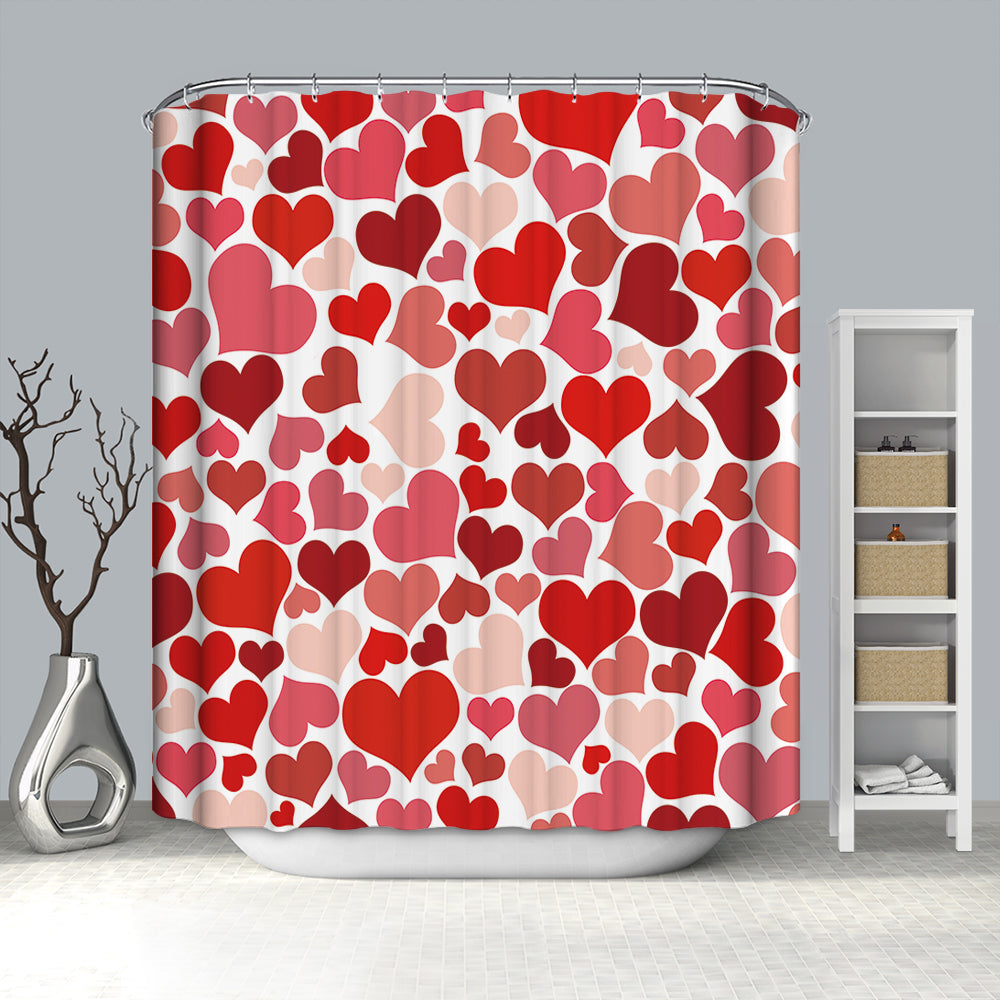 Seamless Red Heart Valentine Romantic Heart Shower Curtain